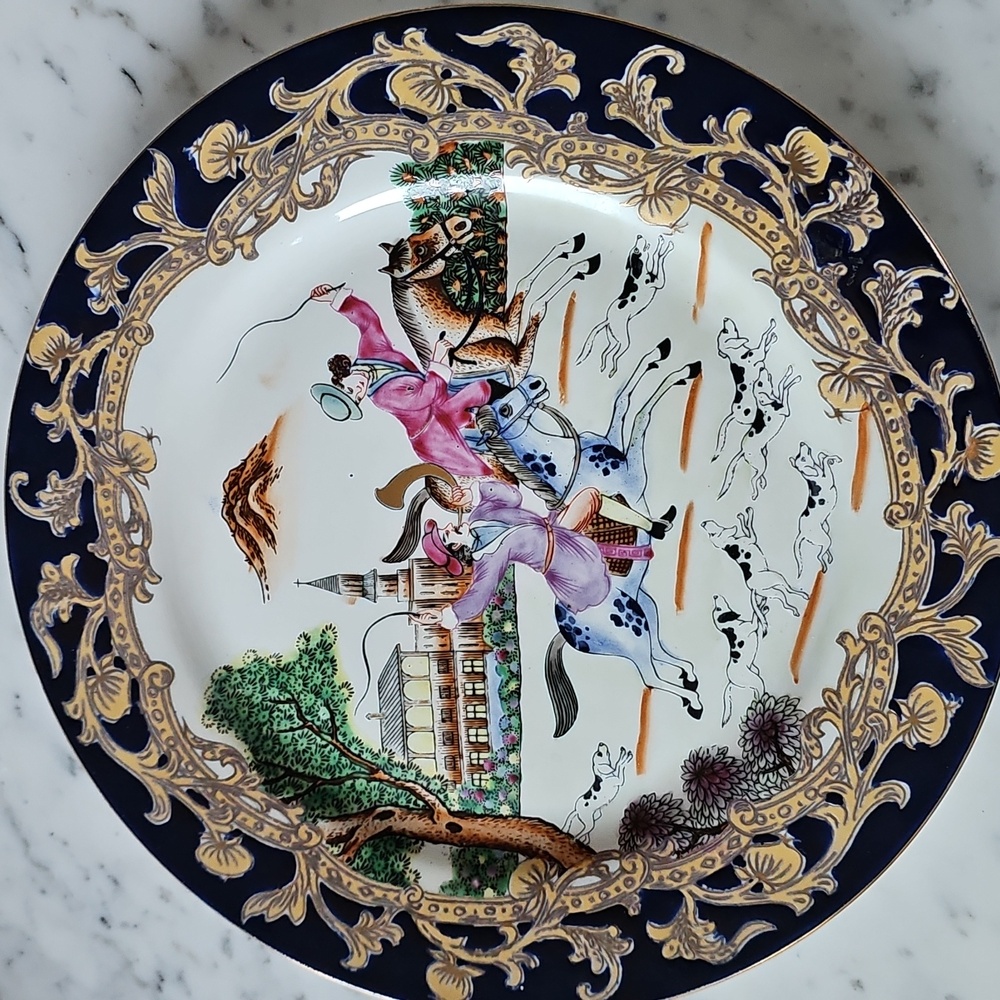 🐎HP🐎Antique Qianlong Chinese Export Porcelain Hand Painted Plate